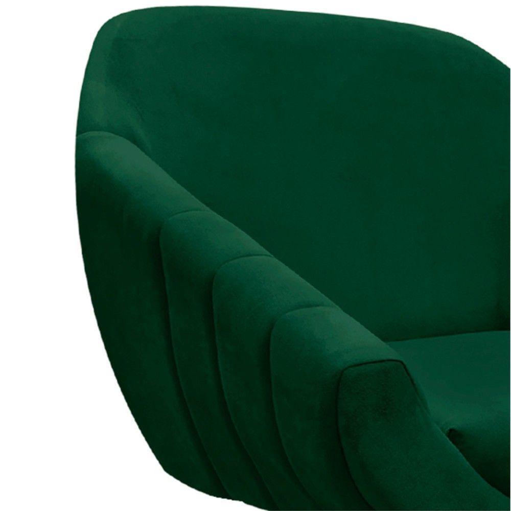 Poltrona Giratória Giovana Suede Verde Base Madeira D´rossi - 4