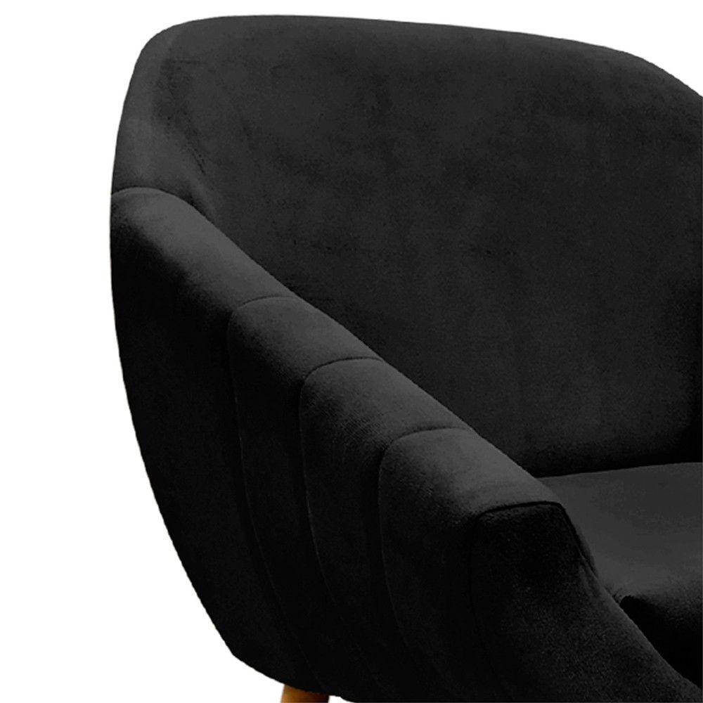 Poltrona Giovana Suede Preto Pés Palito Castanho D´rossi - 4