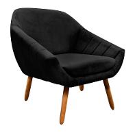 Poltrona Giovana Suede Preto Pés Palito Castanho D´rossi