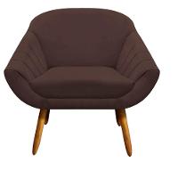 Poltrona Giovana Suede Marrom Pés Palito Castanho D´rossi - 1
