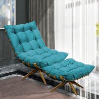 Poltrona Giratória Costela Suede Azul Turquesa Base Madeira - 4