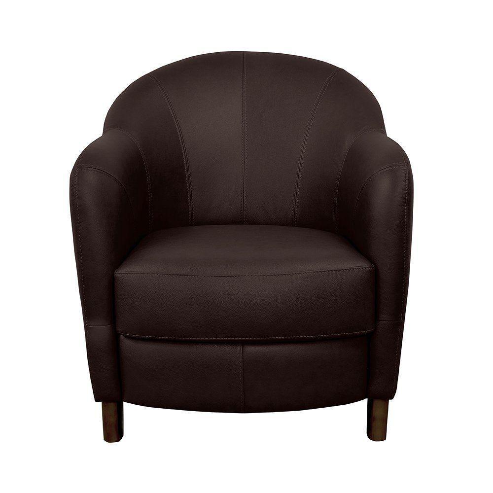 Poltrona Kairós com Pés Madeira Couro Chocolate - 3