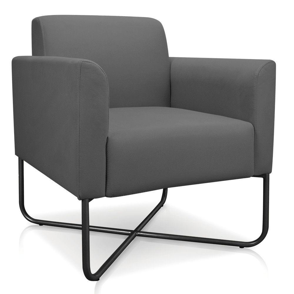 Poltrona Marisa Suede Grafite Base X Industrial Preta - 1