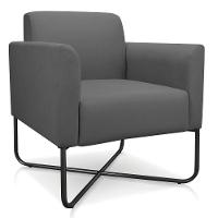 Poltrona Marisa Suede Grafite Base X Industrial Preta - 1