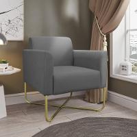 Poltrona Marisa Suede Grafite Base X Industrial Dourada - 3