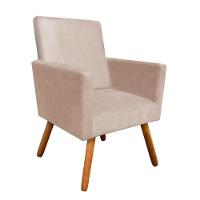 Poltrona Nina Suede Pés Palito Castanho D´rossi Bege