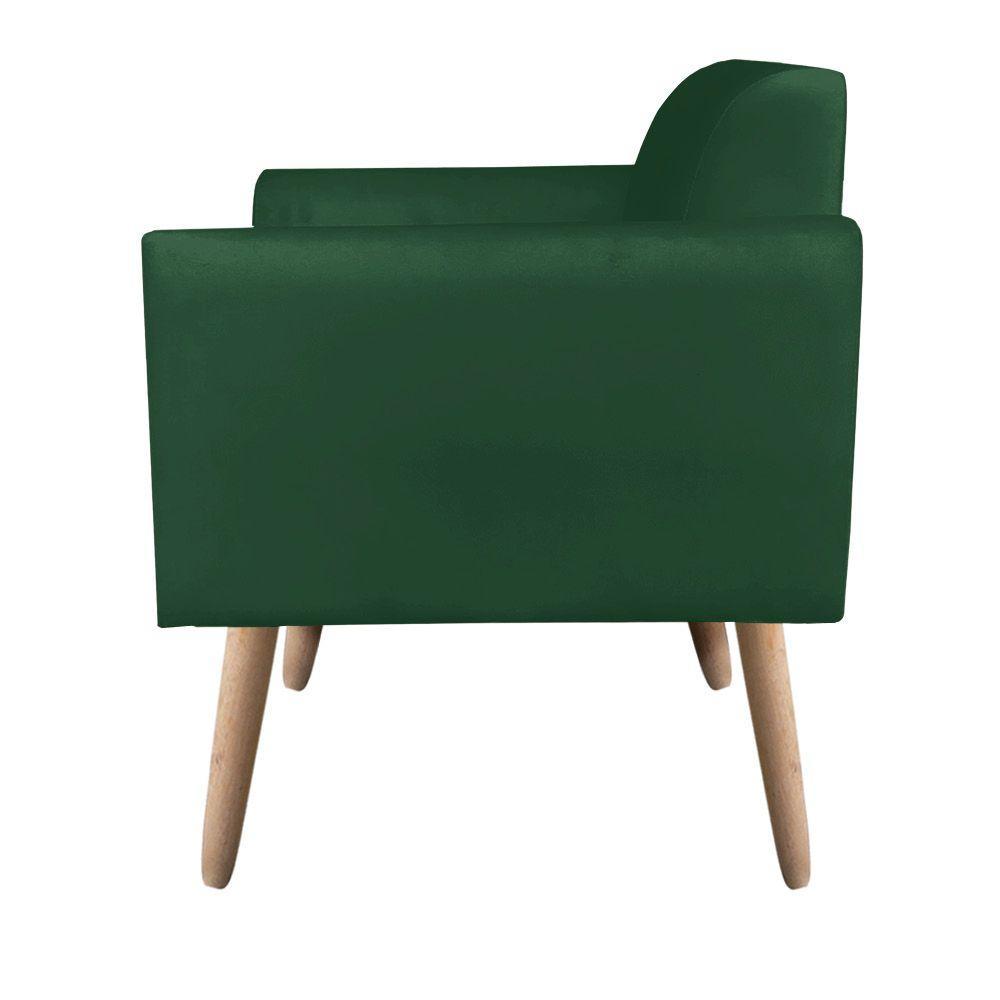 Poltrona Marisa Suede Verde Pés Palito Natural D´rossi - 3