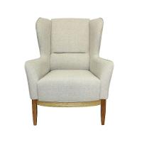 Poltrona Milena Composê Linho Bege Corano Camel Base Madeira - 2