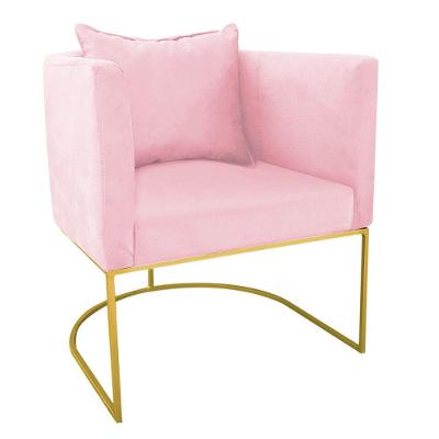 Poltrona Paola Suede Base Metálica Dourado rosa Bebê