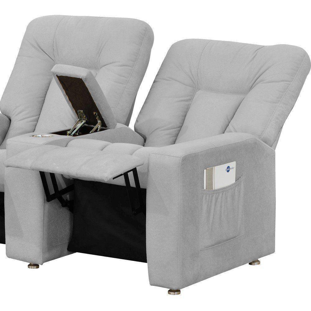 Poltrona Tripla Reclinável Cinema Amassado Cinza - 2