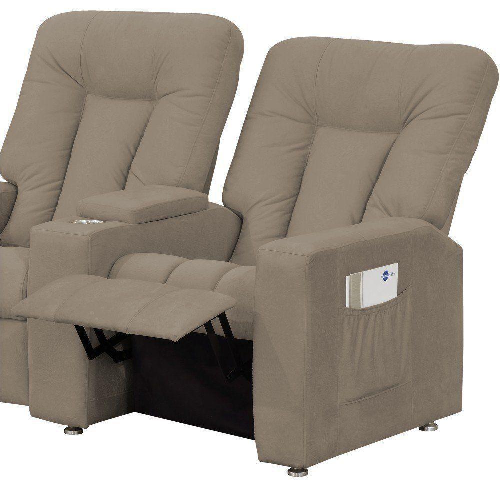 Poltrona Tripla Reclinável Cinema Amassado Marrom - 3