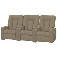 Poltrona Tripla Reclinável Cinema Pena Bege Escuro - 1