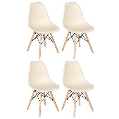 Kit 4 Cadeiras Charles Eames Eiffel Dsw Com Pés De Madeira Clara Creme Creme