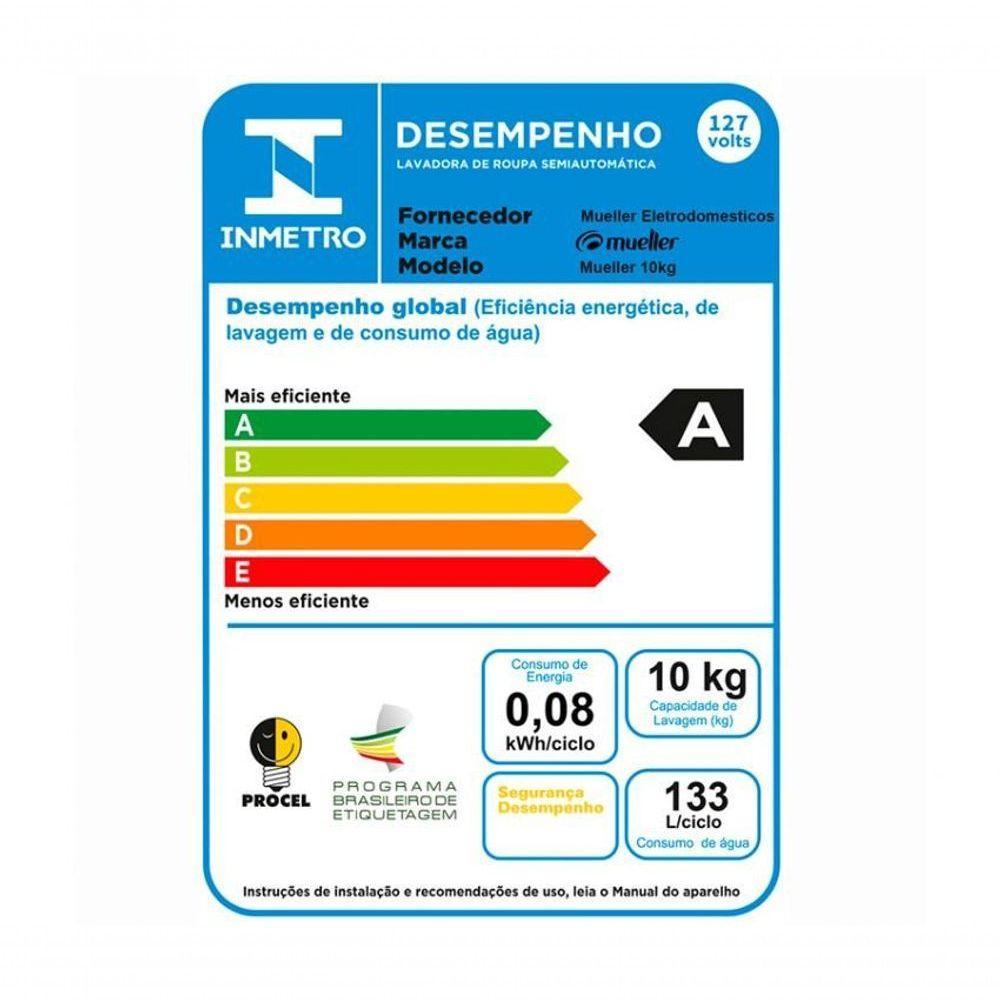 Lavadora Semiautomática Mueller Family Lite 10Kg Branca 110V - 2