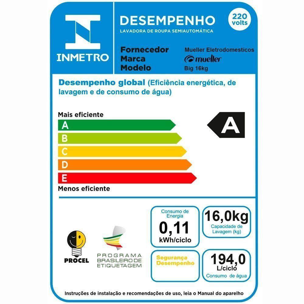 Lavadora Semiautomática Big Com Aquatec 16kg Preta 220v - 3