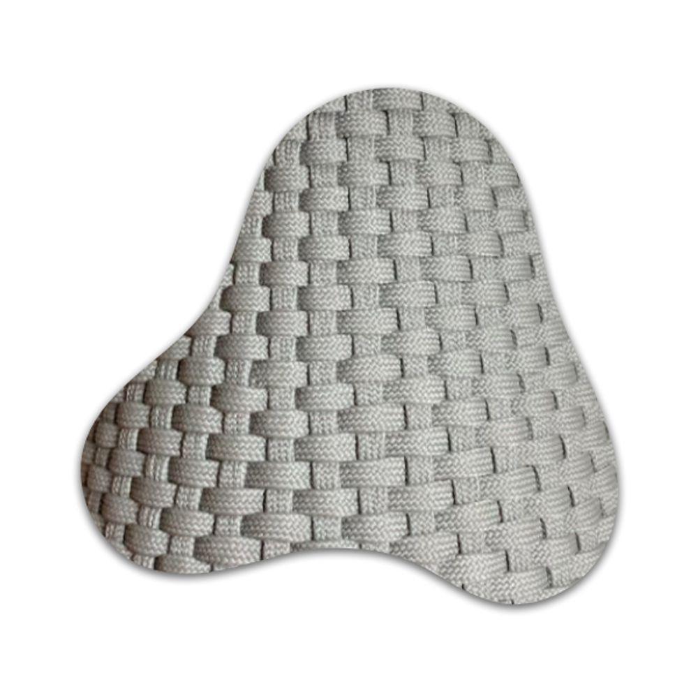 Mesa De Jantar Cone Redonda 80 Cm Tampo Laqueado Cinza + Vidro Base Corda Náutica Cinza - 3