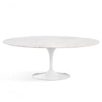 Mesa De Jantar Oval 137X90cm Mármore Branco - 1