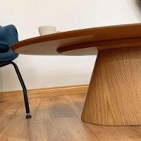 Mesa De Centro Cone Oval 110X60Cm Tampo Freijó Marrom