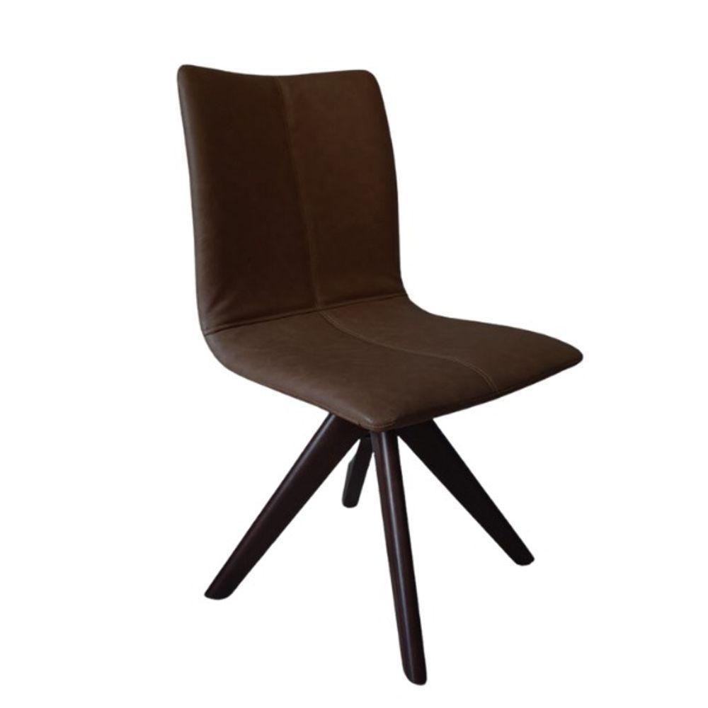 Cadeira De Jantar Andy Giratória Revestida Em Tecido Courino Marrom Cor Marrom - 1