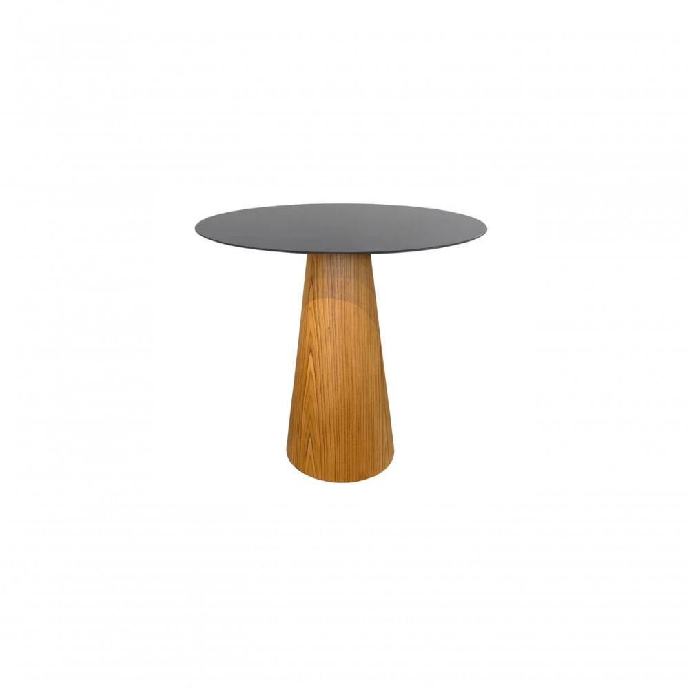 Mesa Cone Para Sala De Jantar - Madeira Freijó Tampo 60cm Laca Preta Marrom - 1