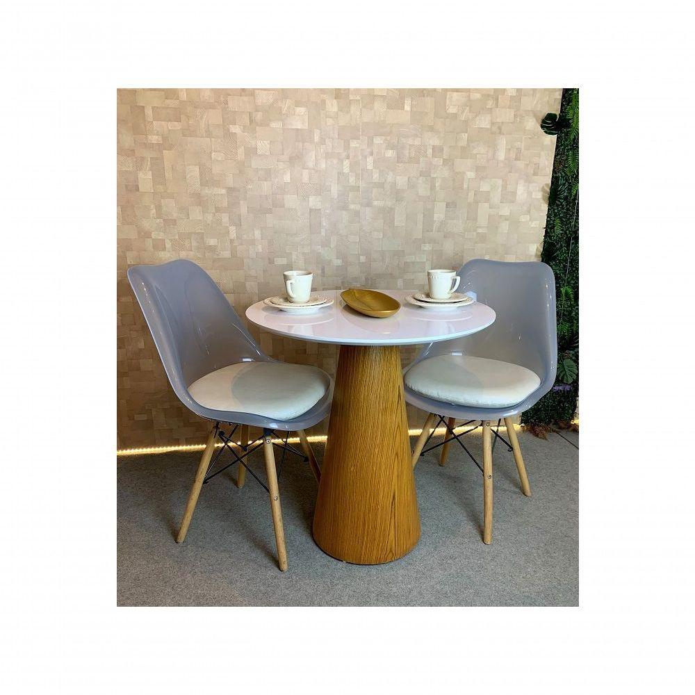 Mesa Cone Para Sala De Jantar - Madeira Freijó Tampo 60cm Laca Branca Marrom - 2