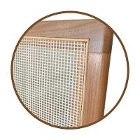 Mesa De Jantar Cone 110 Cm Freijó Com 4 Cadeiras Maciça Tela Sextavada E Assento Em Linho Marrom - 5