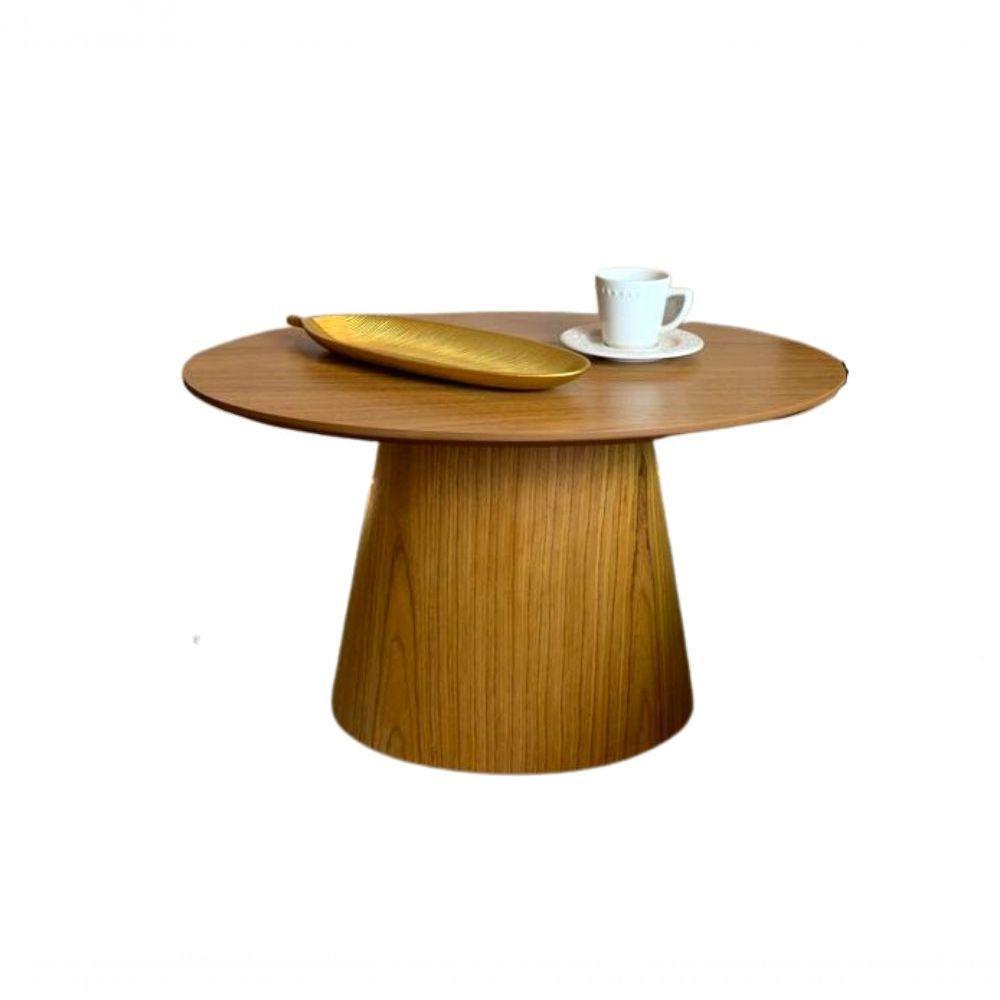 Mesa Cone De Centro Oval 70X50Cm Tampo Freijó Marrom - 2