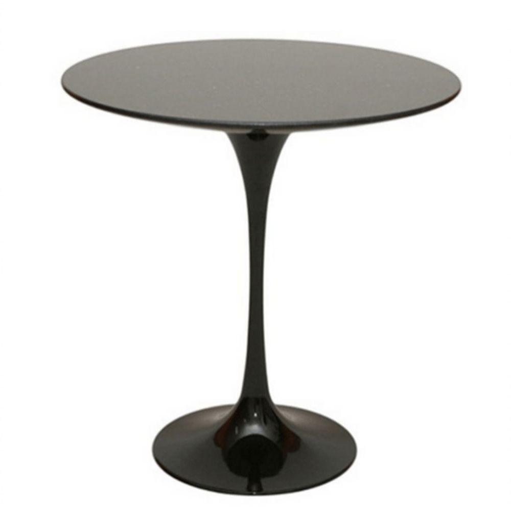 Mesa Lateral Tulipa Saarinen Redonda 41 cm Laqueada Preto - 1