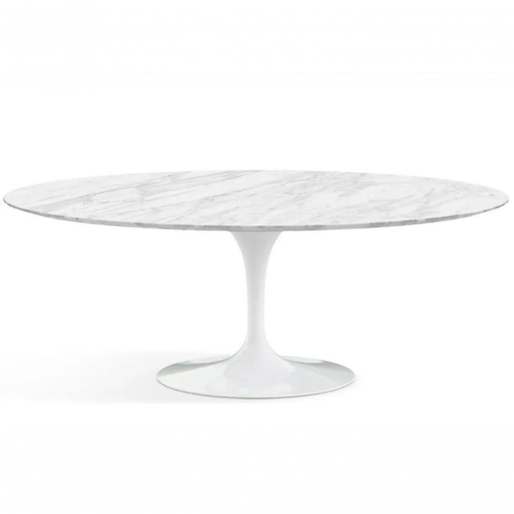Mesa De Jantar Saarinen Oval 120X80cm Mármore Carrara Branco - 1