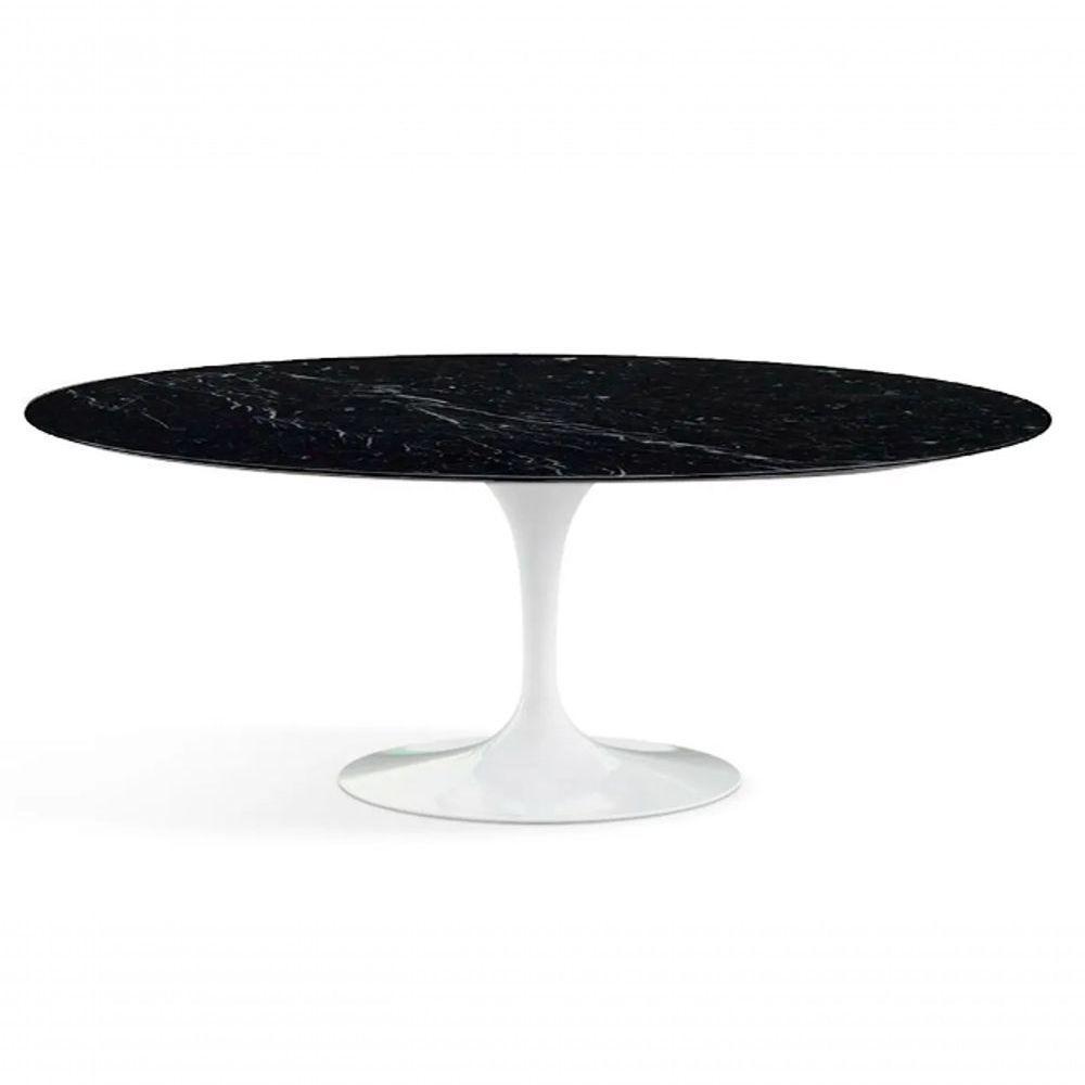 Mesa De Jantar Saarinen Oval 160X90cm Mármore Nero Branco - 1