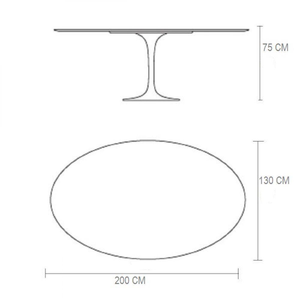 Mesa De Jantar Tulipa Oval 200X130cm Tampo Freijó Branco - 2
