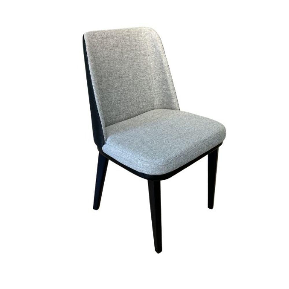 Cadeira De Jantar Londres Revestida Em Tecido Linho E Courino Cor Cinza Claro - 3