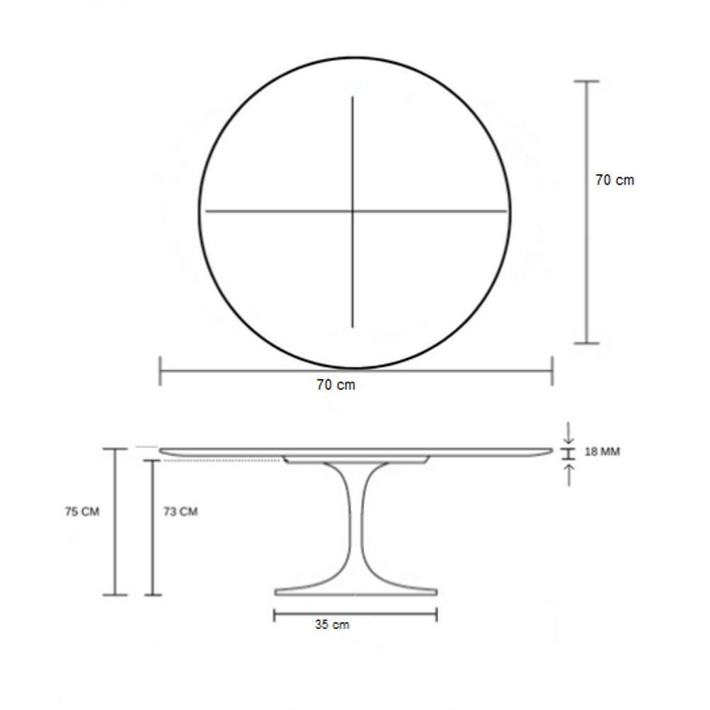 Mesa De Jantar Tulipa Saarinen Redonda 70cm - Laqueada Preto - 2