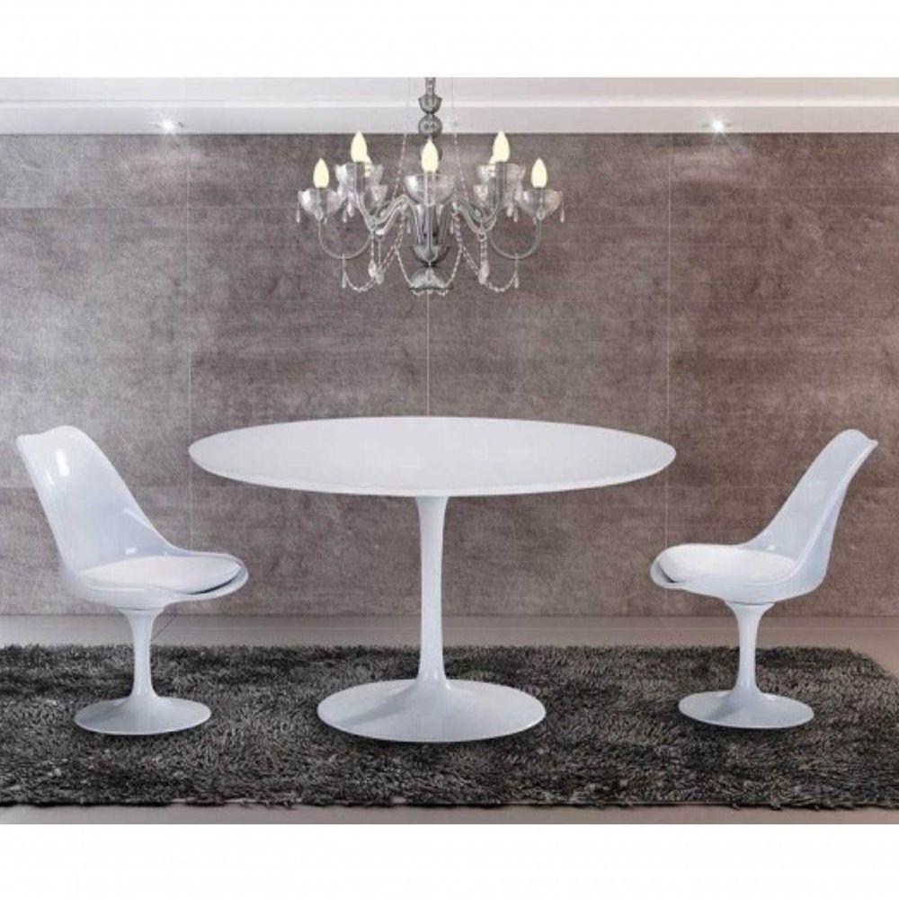 Mesa De Jantar Tulipa Redonda 140cm - Laqueada Branco - 2