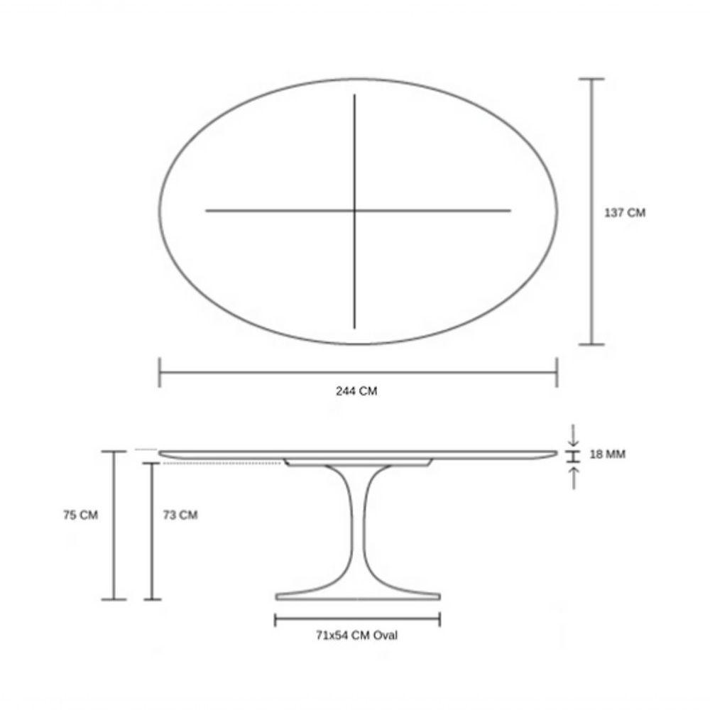 Mesa De Jantar Tulipa Oval 244X137cm Laqueada Branco - 2