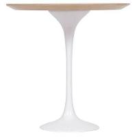 Mesa Lateral Tulipa Saarinen Redonda 51 cm Freijó Branco