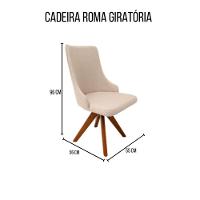 Cadeira De Jantar Roma Giratória Revestida Em Tecido Linho Bege Cor Creme - 2