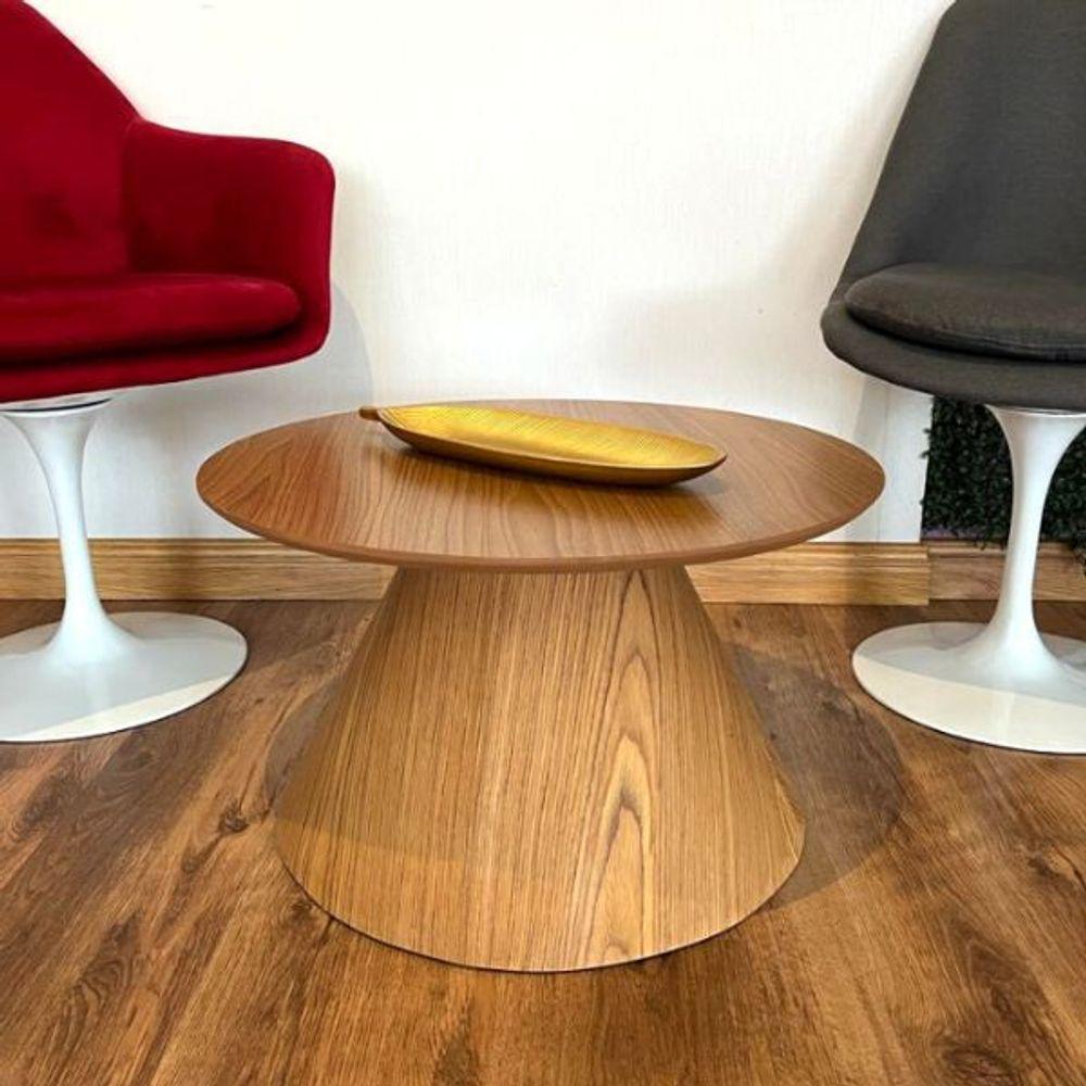 Mesa Cone De Centro Redonda 60Cm Tampo Freijó Marrom - 2