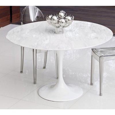 Mesa de Jantar Tulipa Saarinen Redonda 100cm Mármore Branco