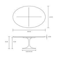 Mesa De Jantar Tulipa Saarinen Oval 235X122cm Laqueada Preto - 2