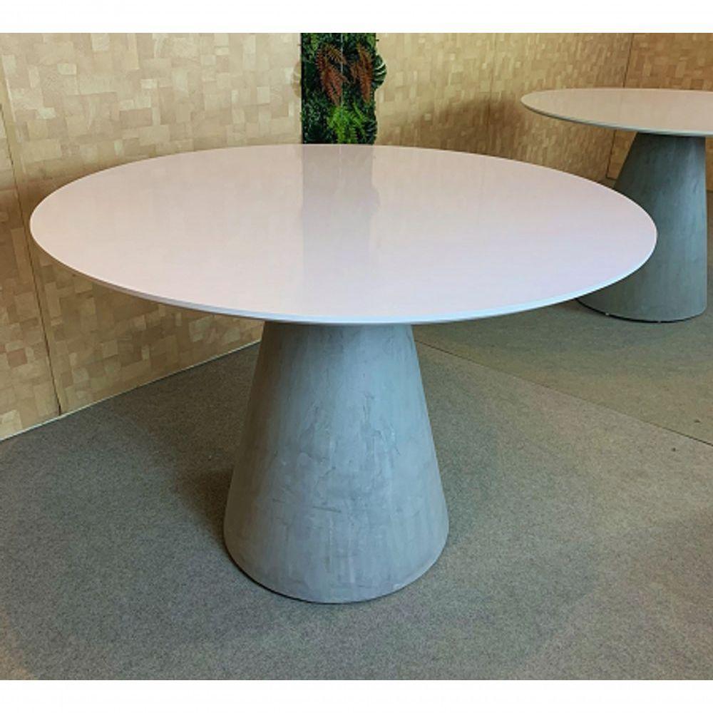 Mesa De Jantar Cone Concreto 120cm Tampo Laqueado Branco - 1