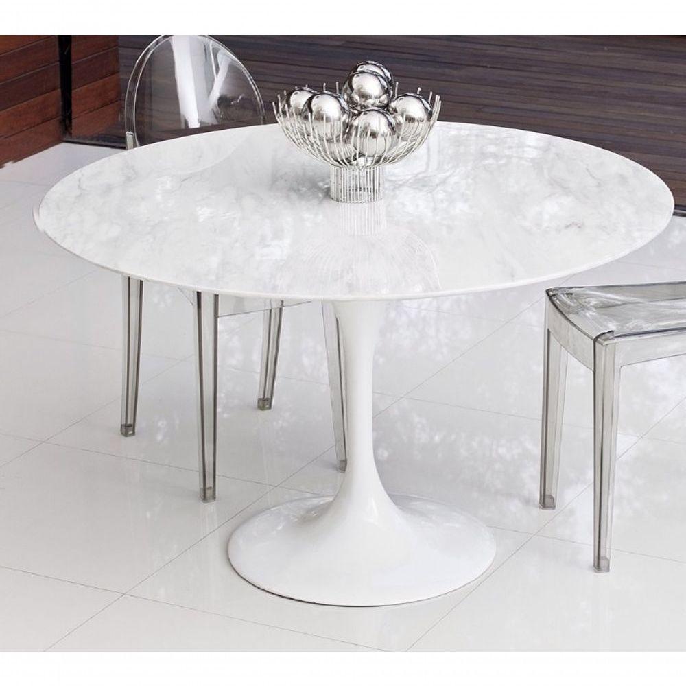 Mesa De Jantar Tulipa Redonda 70cm Mármore Branco - 1