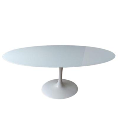 Mesa de Jantar Tulipa Oval 120x80cm Laqueada e Vidro Branco