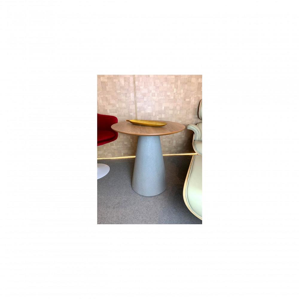 Mesa De Apoio Cone Base Cimento Texturizado - Tampo Mezzo Castani 50 Cm Altura 60 Cm Cor Cinza Claro - 2