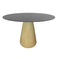 Mesa De Jantar Cone 110cm Base Madeira Tampo Laqueado Preto - 1