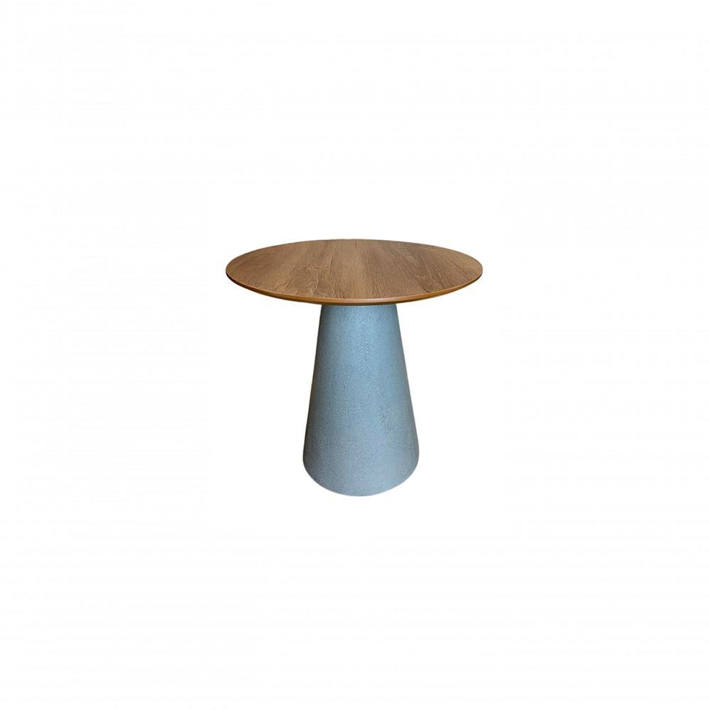 Mesa De Apoio Cone Base Cimento Texturizado - Tampo Mezzo Castani 60 Cm Altura 70 Cm Cor Cinza Claro - 2