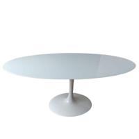 Mesa de Jantar Tulipa Oval 180x100cm Laqueada e Vidro Branco - 1