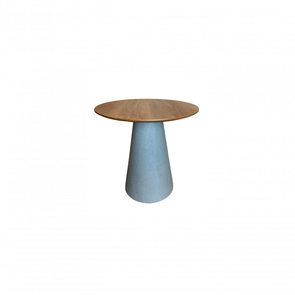 Mesa De Apoio Cone Base Cimento Texturizado - Tampo Mezzo Castani 60 Cm Altura 60 Cm Cor Cinza Claro - 1