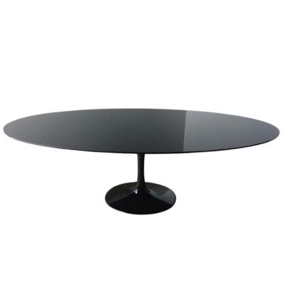 Mesa de Jantar Tulipa Oval 140x90cm Laqueada e Vidro Preto