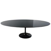 Mesa de Jantar Tulipa Oval 140x90cm Laqueada e Vidro Preto - 1